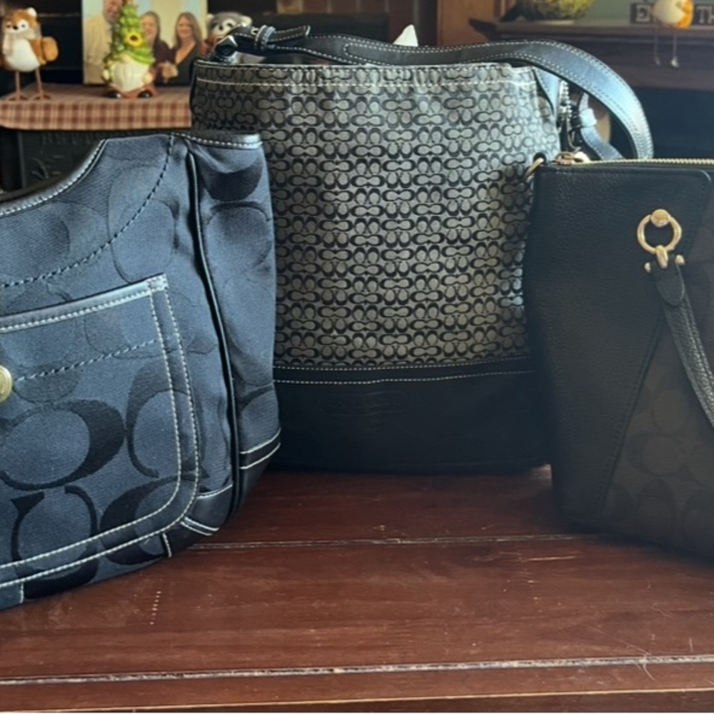 Coach Black and Gray Shoulder Bags Trio